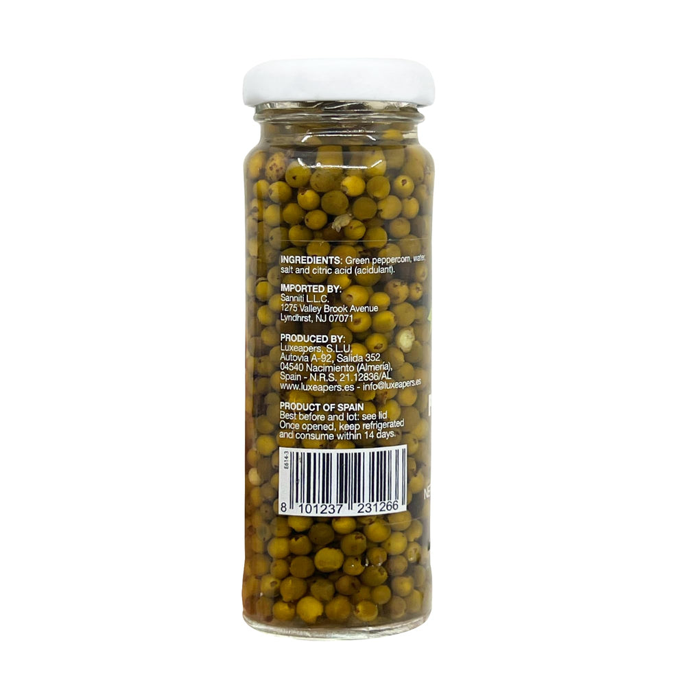 Sanniti Green Peppercorns in Brine pour, brine enhances dishes