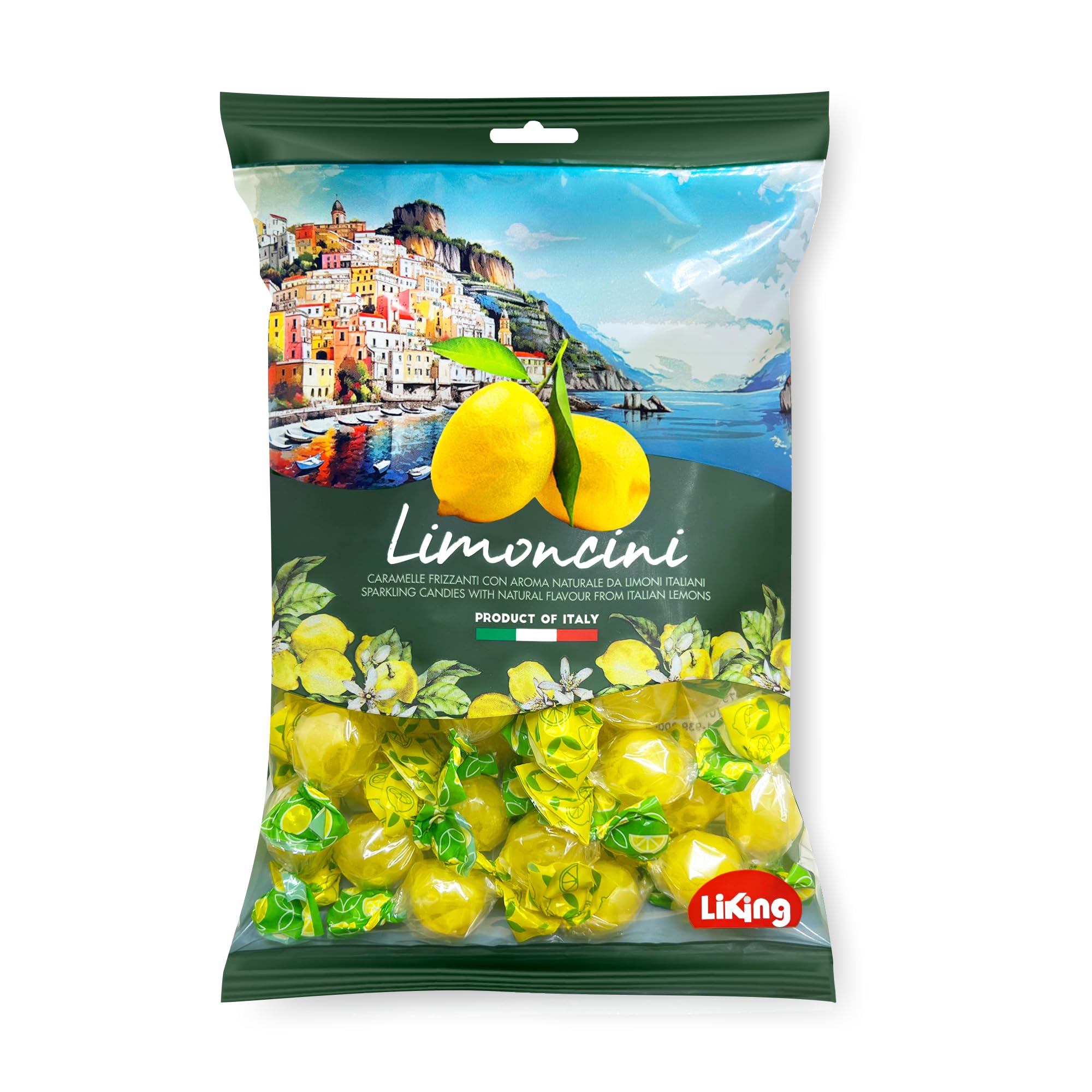 Sanniti Limoncini Frizzanti bag front showing bright lemon flavor and sparkling texture