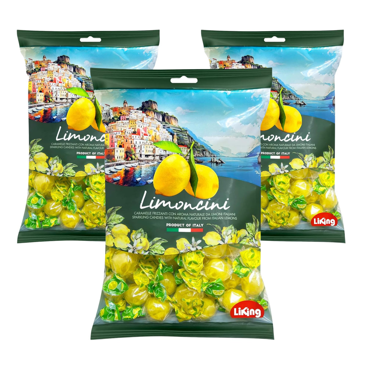 Sanniti Limoncini Frizzanti Candies in a jar with sparkling lemon flavor