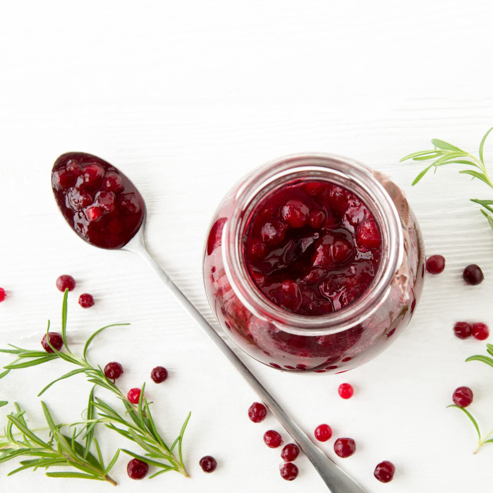 Ingredients label shows lingonberries and natural gelling agents