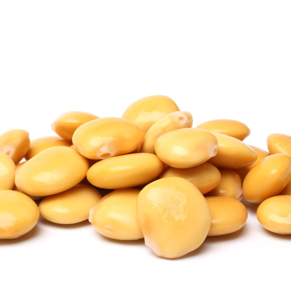 Sanniti Lupini beans packaging and label highlight quality and origin.