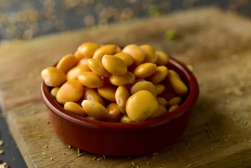 Ready-to-eat Sanniti Lupini beans in a jar, snack now.