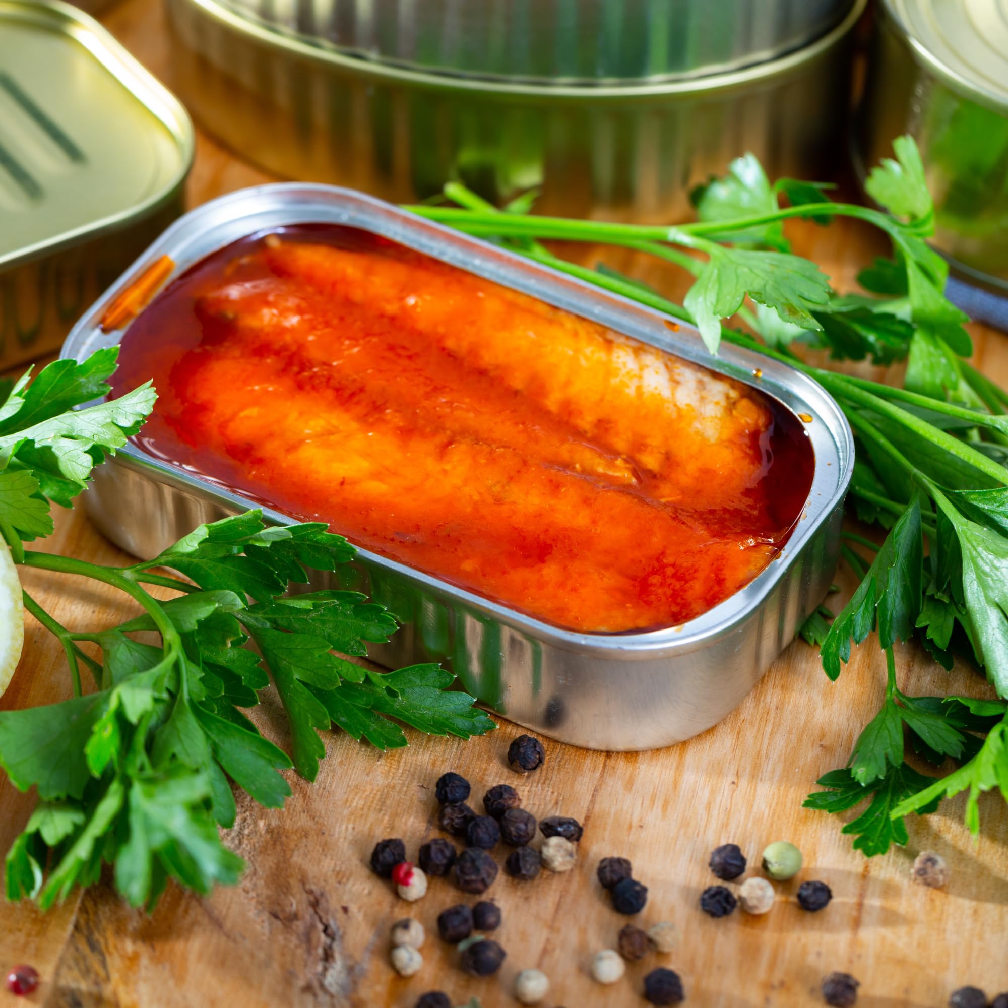 Sanniti Mackerel Fillets in Tomato Sauce can close-up emphasizes protein-packed snack