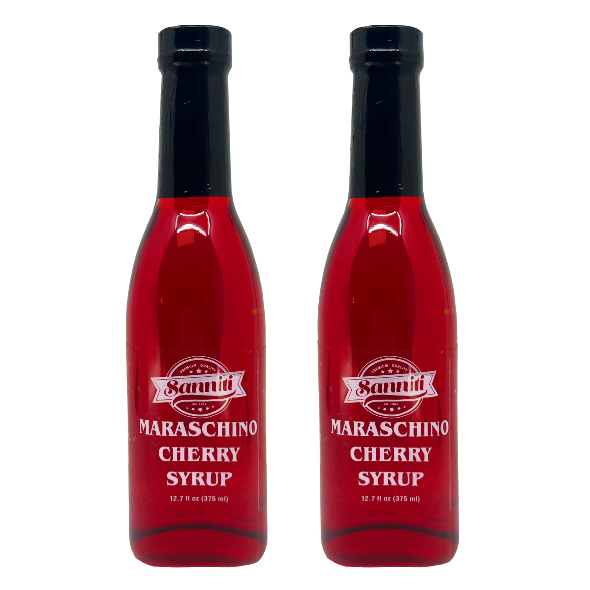 Sanniti Maraschino Cherry Cocktail Syrup bottle for elevated cocktails with bright cherry notes