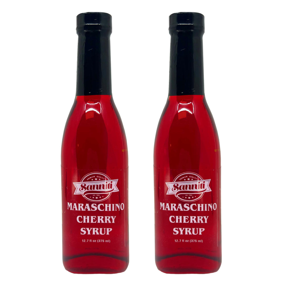 Sanniti Maraschino Cherry Cocktail Syrup bottle for elevated cocktails with bright cherry notes