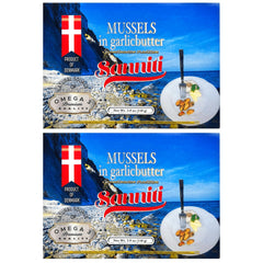 Sanniti mussels in garlic butter pack of 2 ready to heat for appetizers