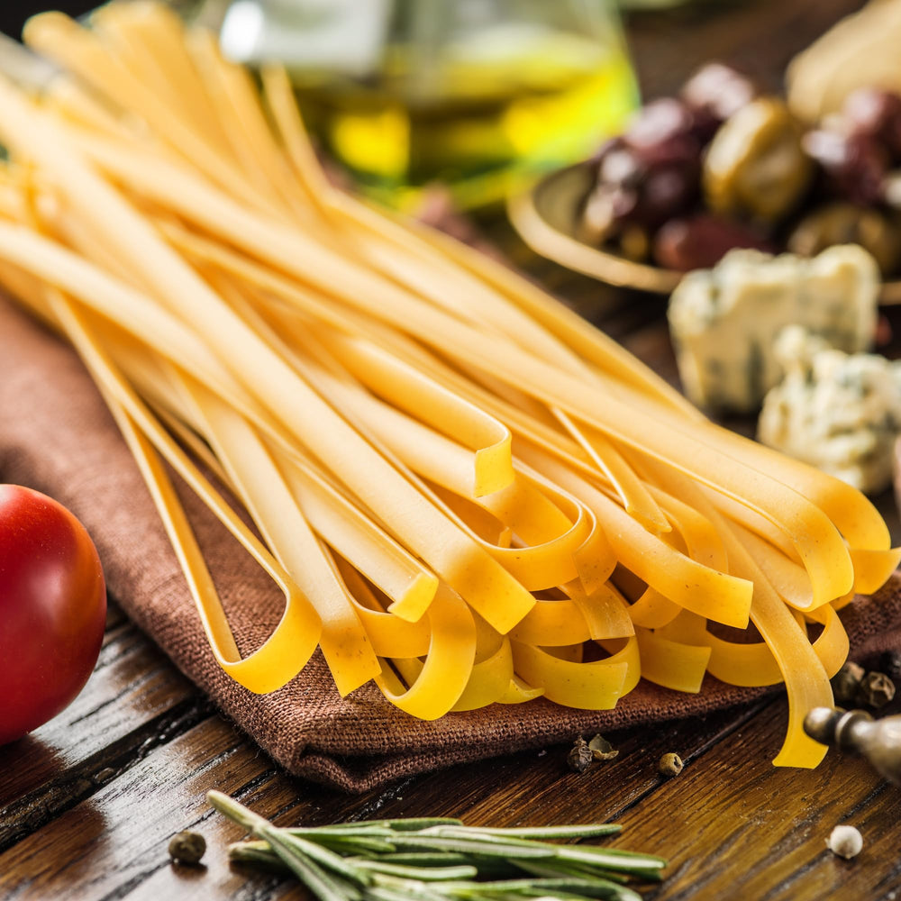 Sanniti corn and rice flour blend yields gluten-free pappardelle with light bite.