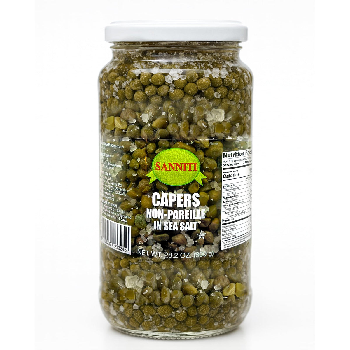 Sanniti Spanish capers non-pareille in sea salt jar elevate sauces and dressings
