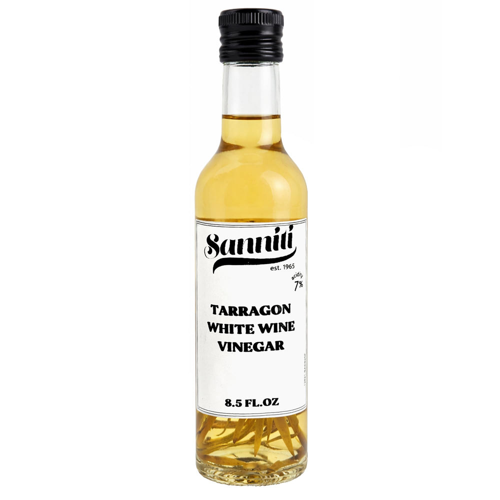 Sanniti Tarragon White Wine Vinegar bottle for refined salad dressings
