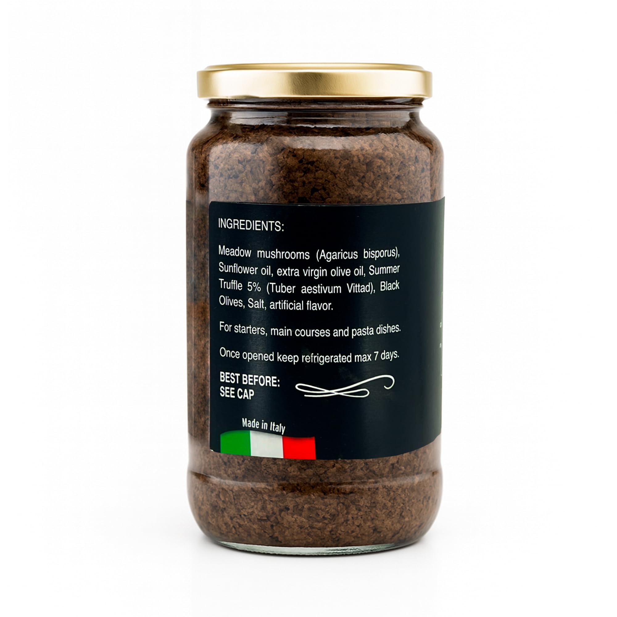 Sanniti Tartufata ingredients with mushrooms and truffles emphasize premium Italian quality.