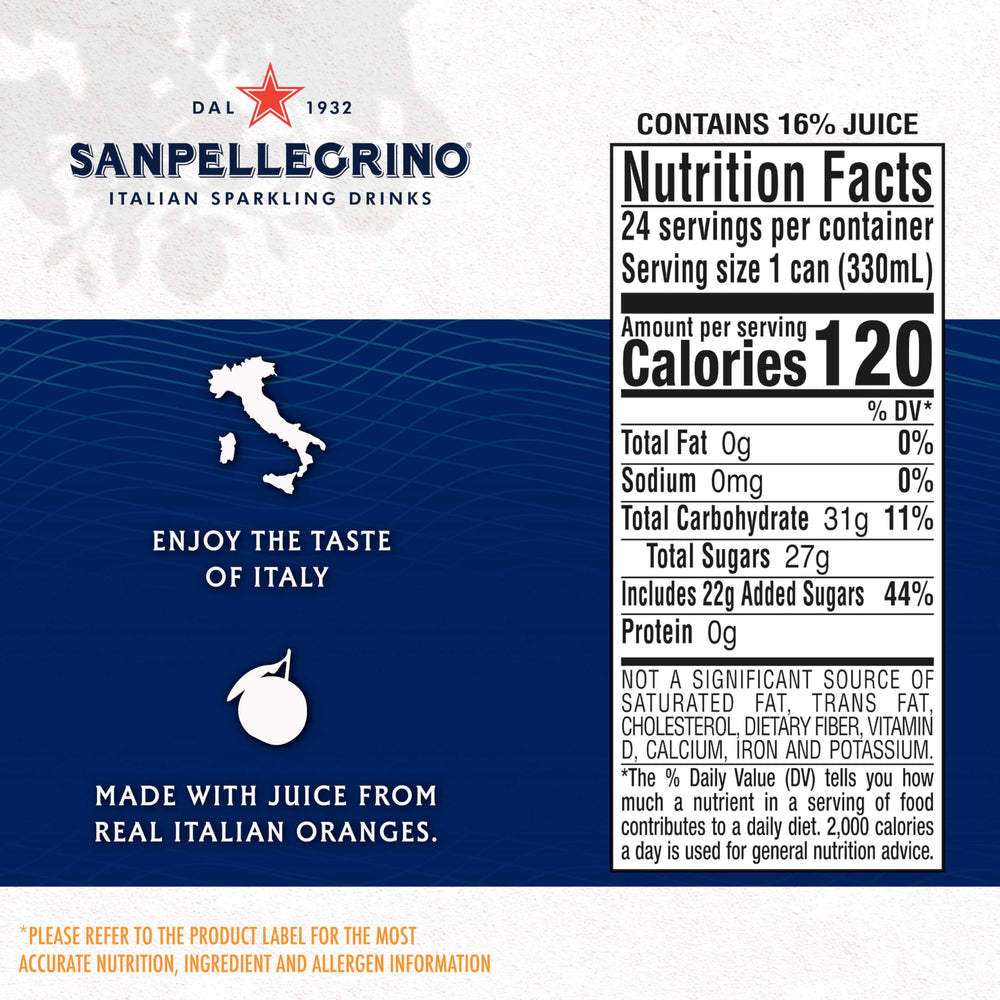 Sanpellegrino Aranciata can delivers a citrusy brunch pairing and refreshing lift.