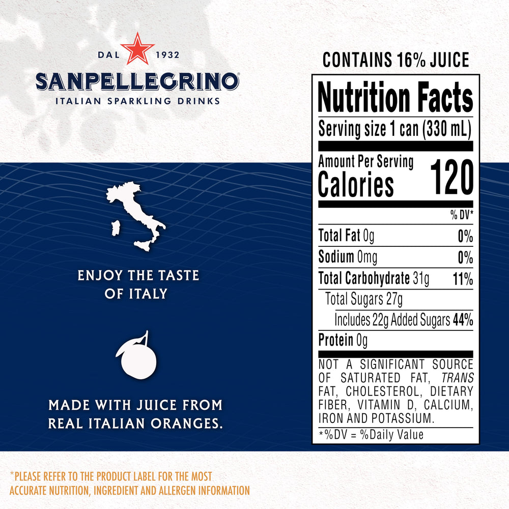 Sanpellegrino Aranciata can, chilled, adds a festive touch to gatherings.