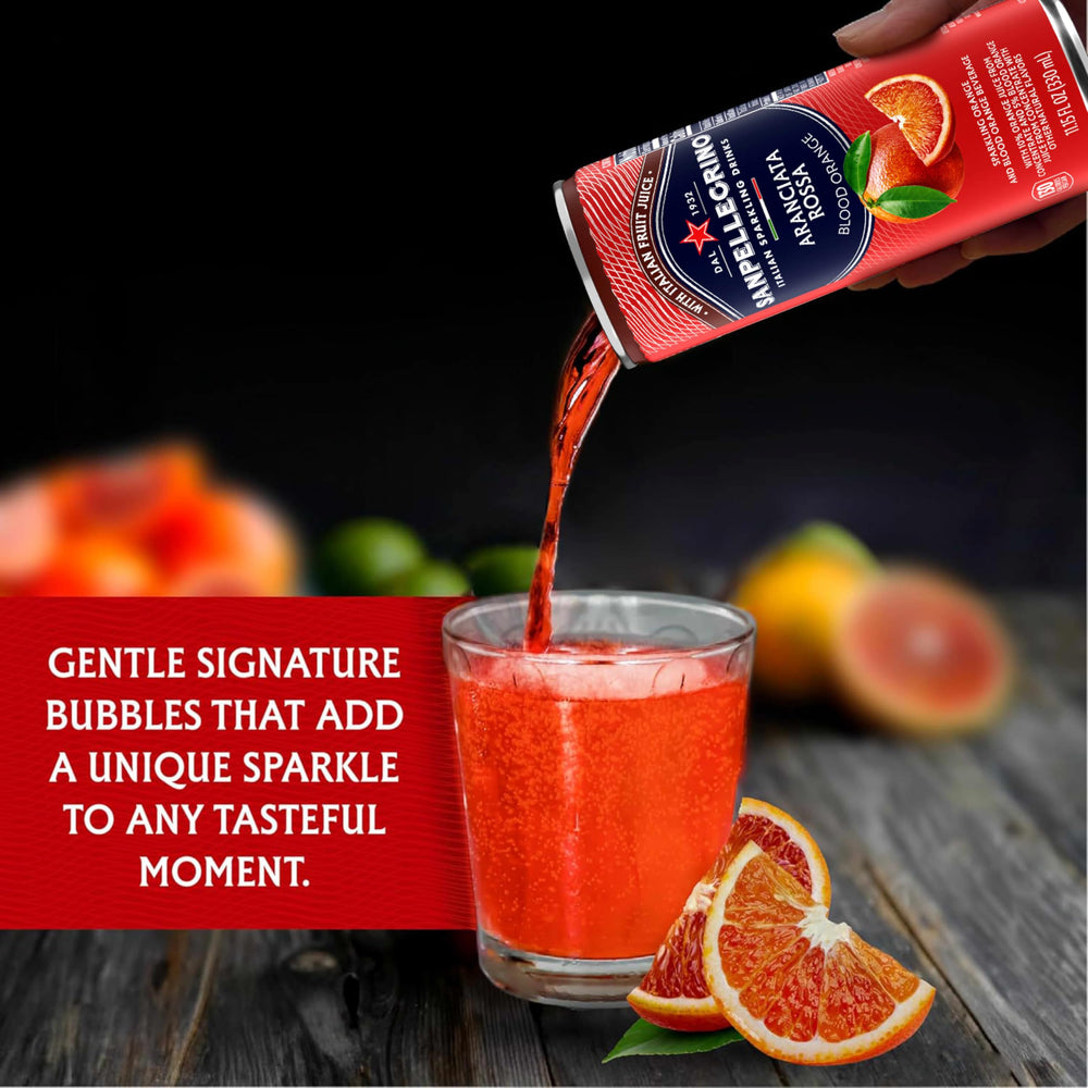 Aranciata Rossa label emphasizes authentic ingredients and no artificial sweeteners
