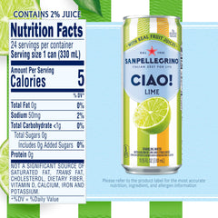 Sanpellegrino CIAO Lime can side view, grab-and-go low-calorie refreshment.