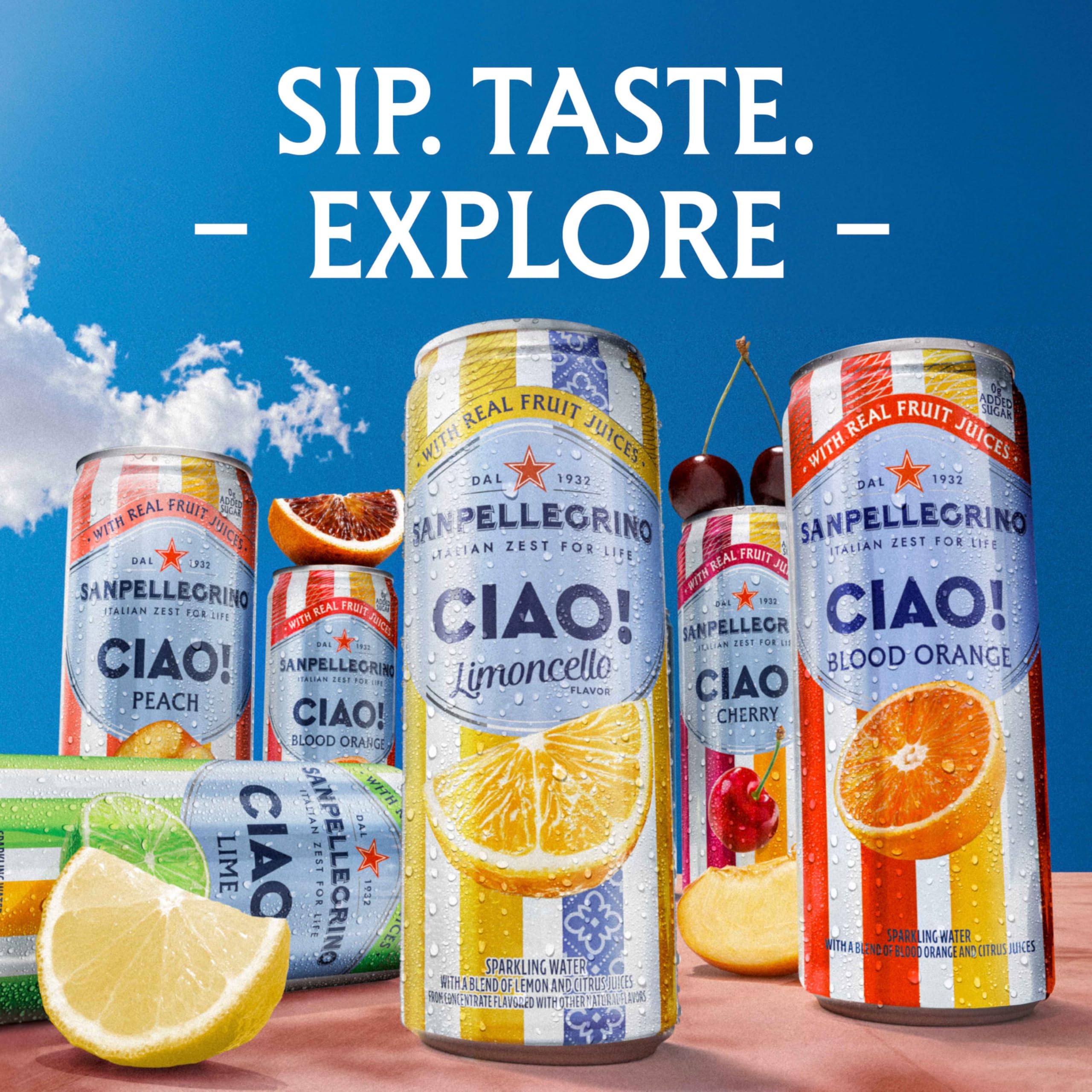 Party-table setup with San Pellegrino CIAO emphasizes easy entertaining and Italian vibes.