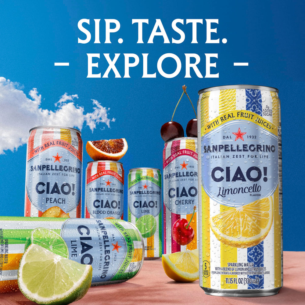 San Pellegrino CIAO can highlighting Sicilian salt finish.