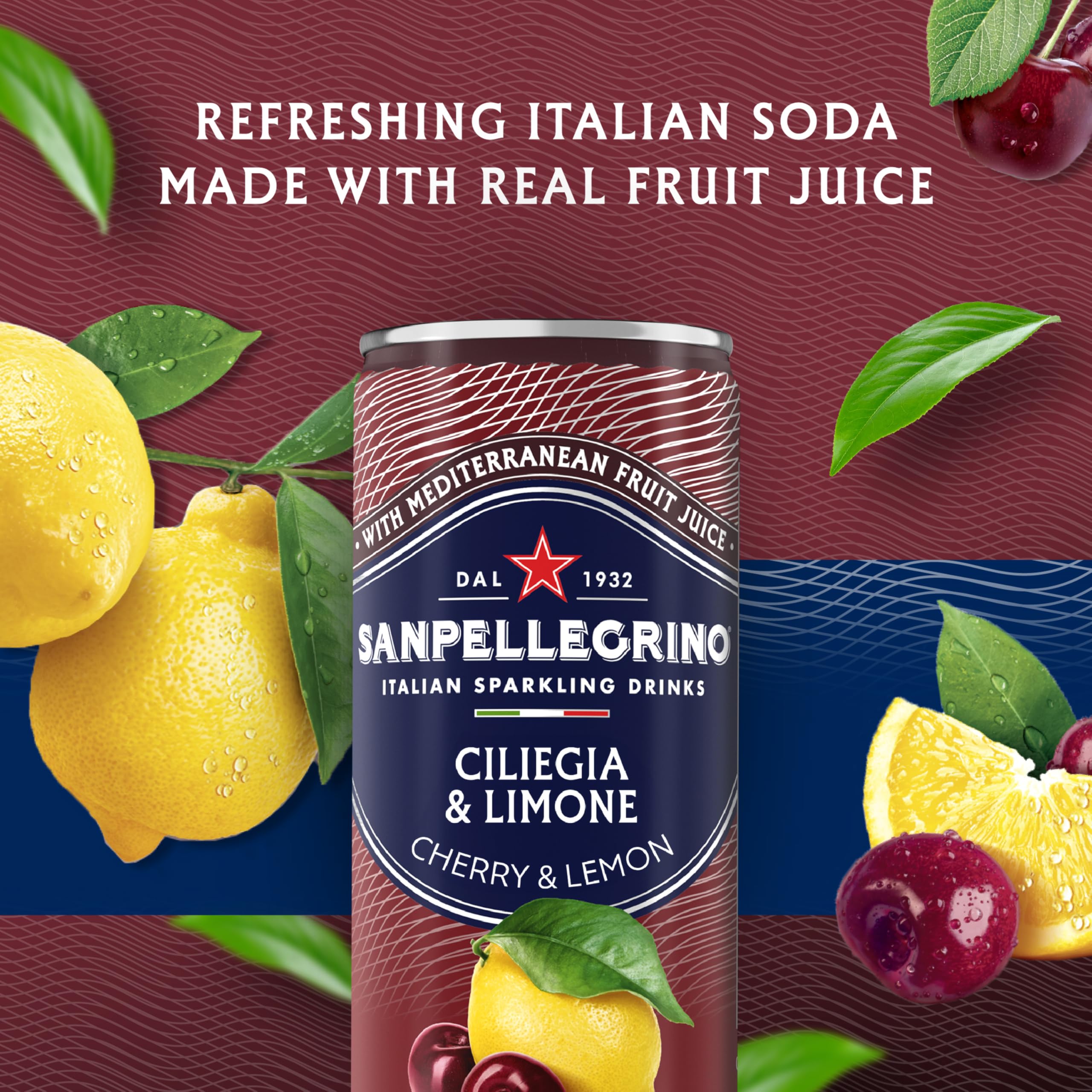 Sanpellegrino Ciliegia Limone glass ready to enjoy a sparkling cherry lemon beverage