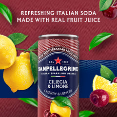 Sanpellegrino Ciliegia Limone glass ready to enjoy a sparkling cherry lemon beverage