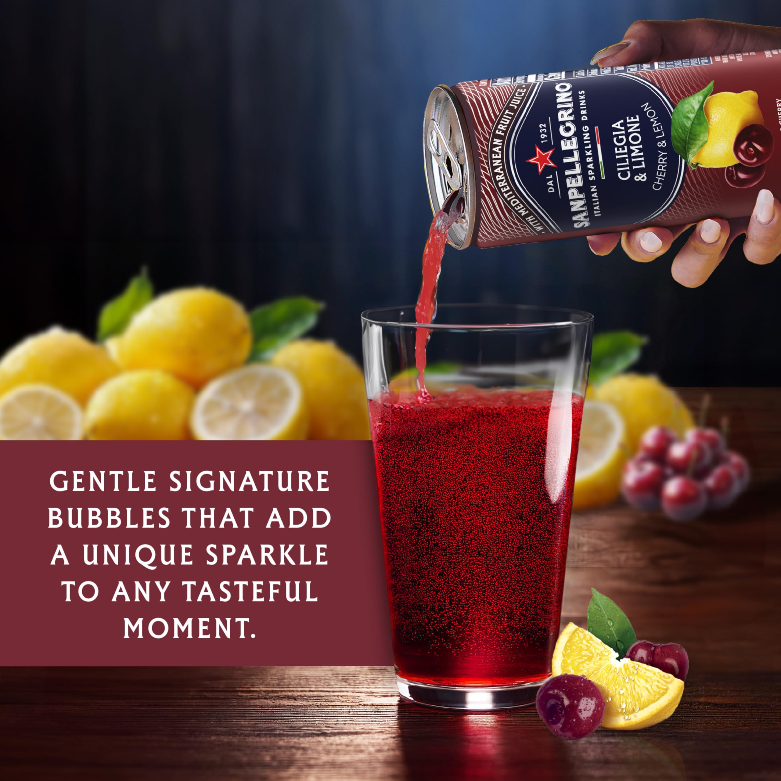 Ciliegia Limone with lemons and cherries suggests Mediterranean fruit flavors