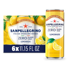 Sanpellegrino Lemonade sparkling drink can with vibrant lemon flavor and zero added sugar.
