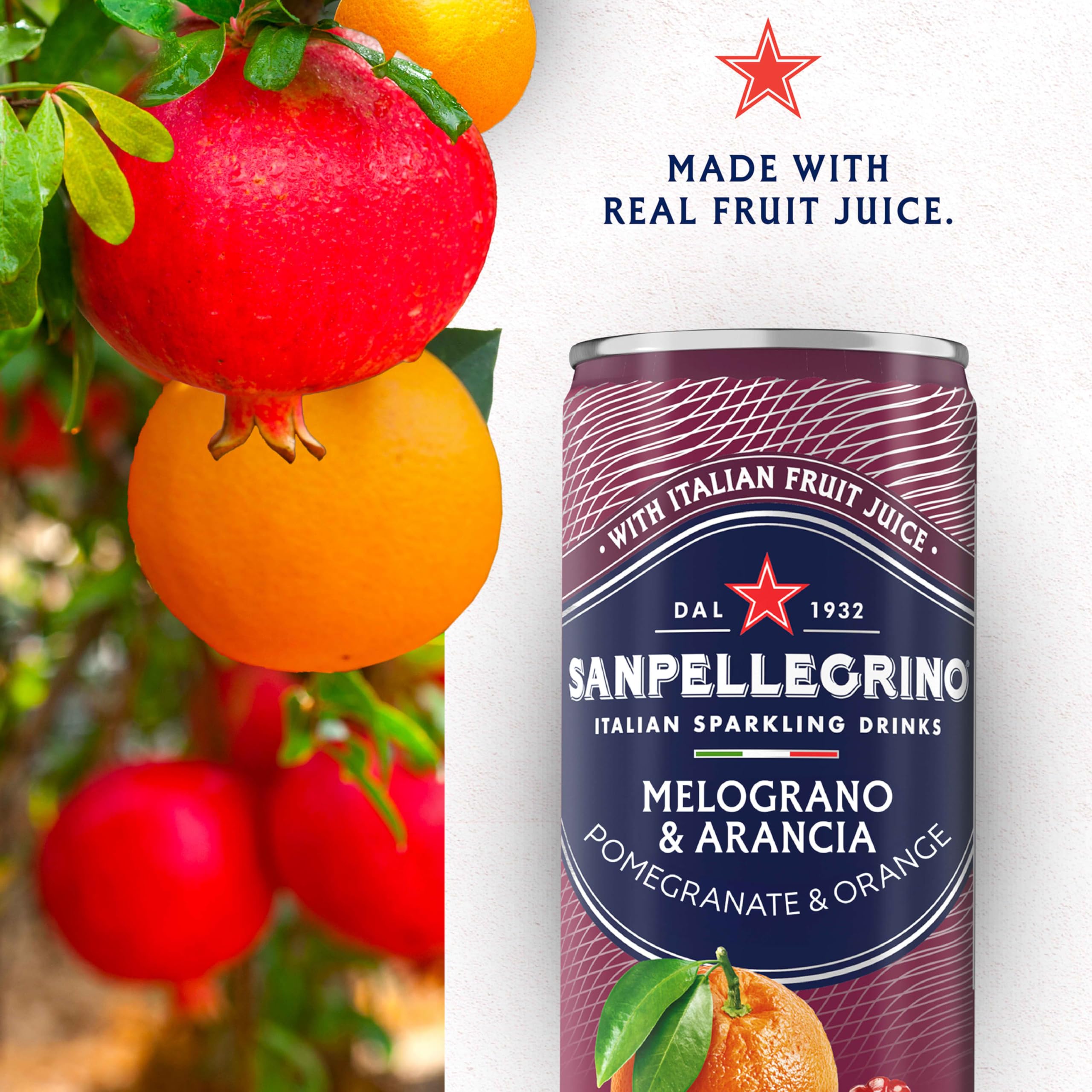 Sanpellegrino orange-pomegranate glass pour captures the bubbly finish for serving.