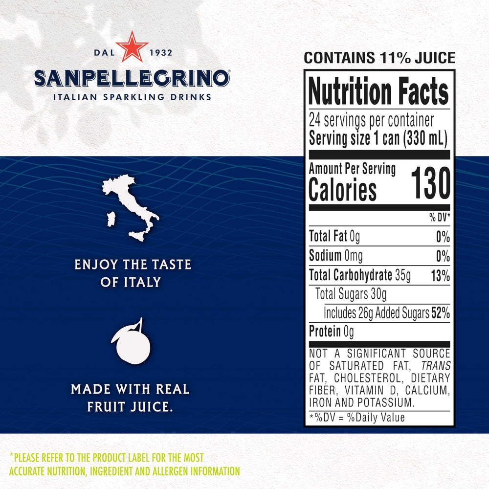 Sanpellegrino Pompelmo can stack highlighting 24-pack for gatherings.