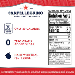 Sanpellegrino zero-added-sugar pomegranate orange in a glass with ice