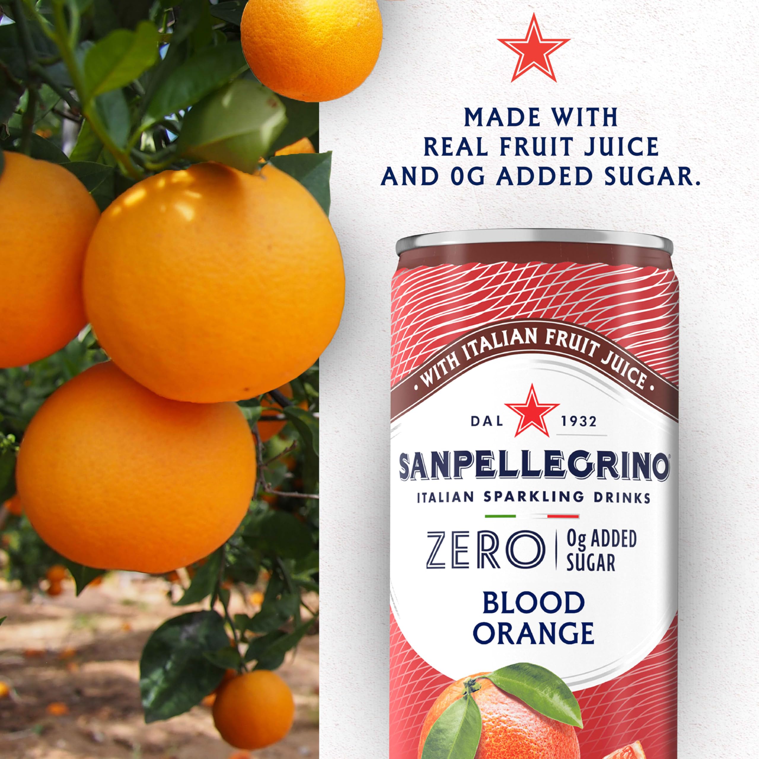 Sanpellegrino zero-added-sugar pomegranate orange 24-can pack