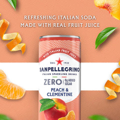 Sanpellegrino Peach Clementine glass closeup – real fruit juice flavor in every sip.