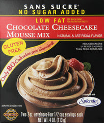 SANS SUCRE Chocolate Cheesecake Mousse pack shot showing a sugar-free dessert option