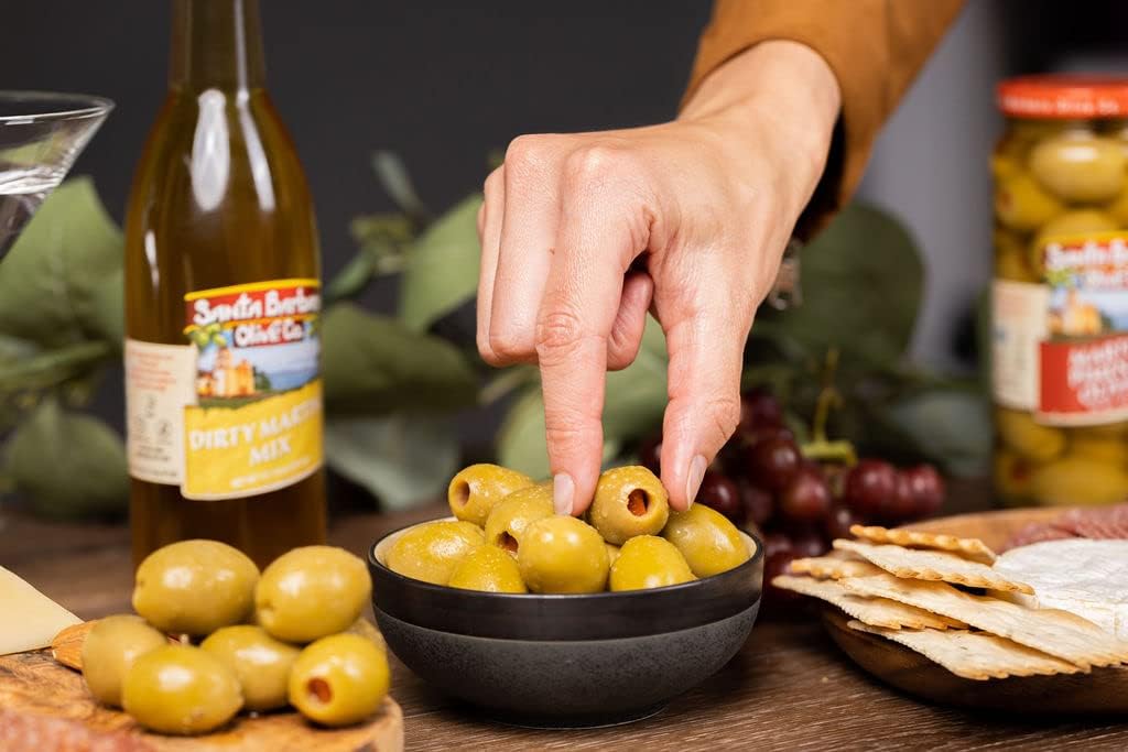 Santa Barbara Olive Co garlic stuffed olive jar adds savory depth