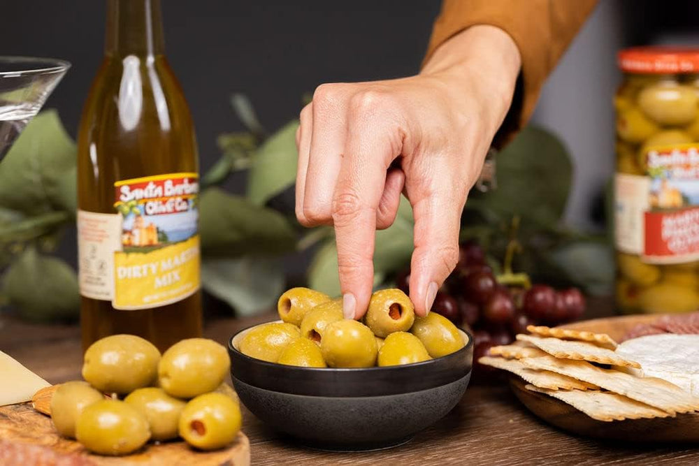 Santa Barbara Olive Co garlic stuffed olive jar adds savory depth