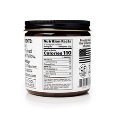 Santa Cruz Paleo Beef Tallow sizzles in a pan for high-heat cooking with 400F smoke point.