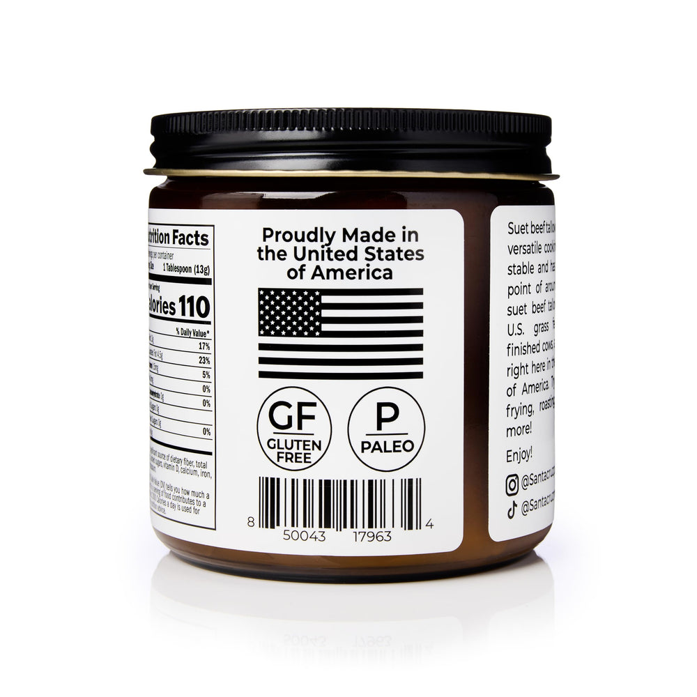 Santa Cruz Paleo Beef Tallow highlights vitamins A, D, E, K for daily use.