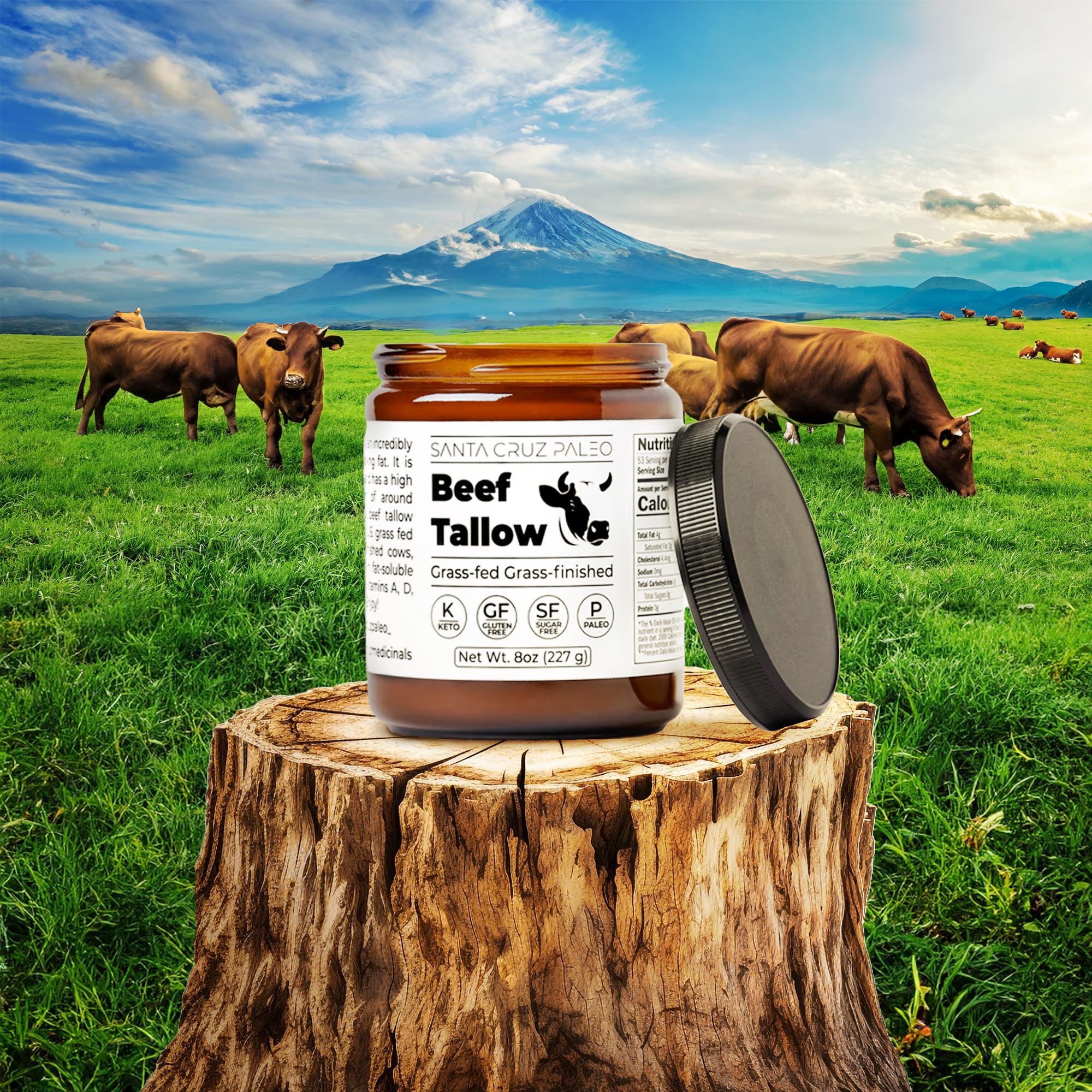Santa Cruz Paleo Keto-friendly beef tallow in pantry.