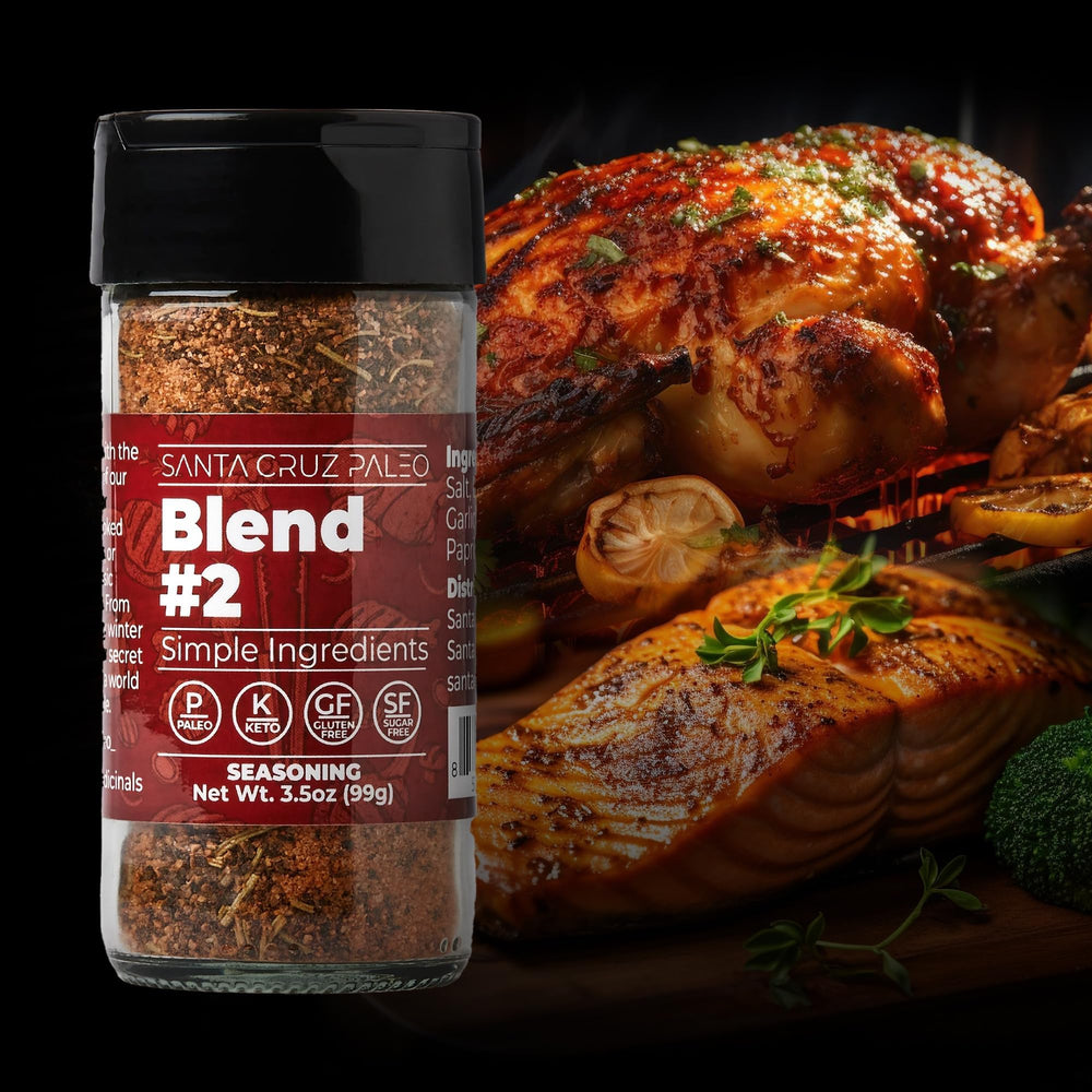 Roasted vegetables with Santa Cruz Paleo Blend #2 for smoky notes