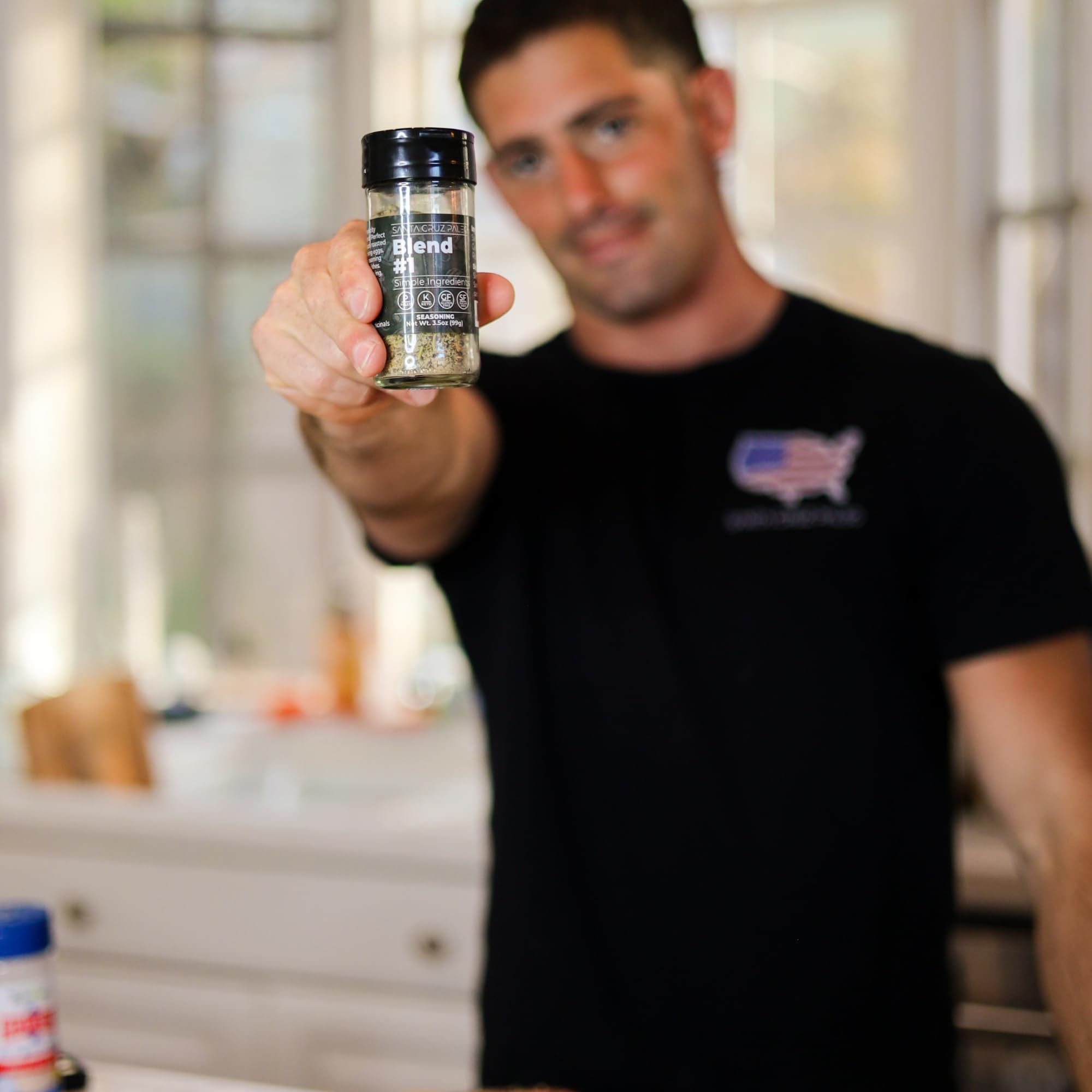 Santa Cruz Paleo Seasoning Blend jar and spice ready for cooking.