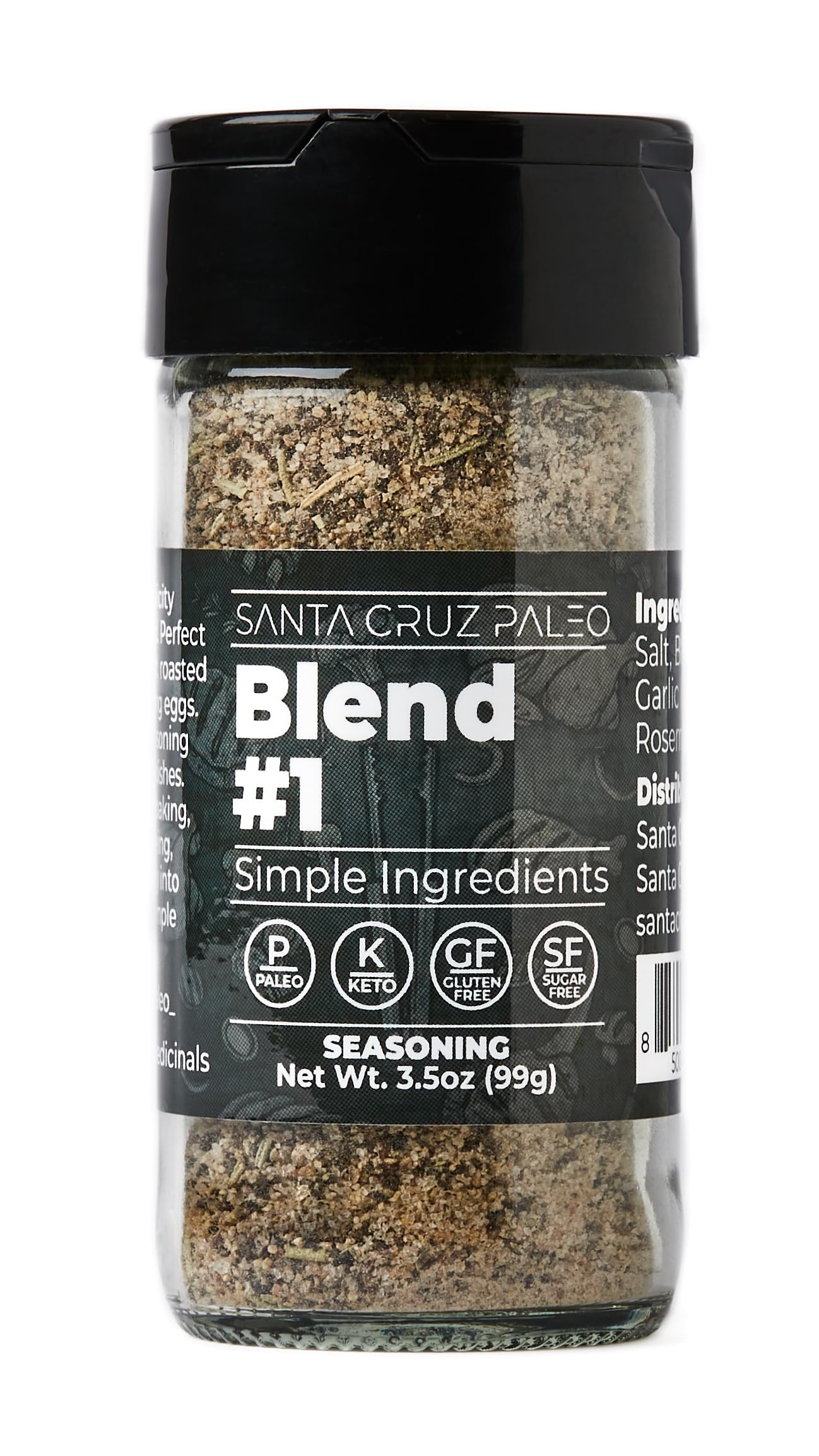 Santa Cruz Paleo Seasoning Blend jar front adds clean, versatile flavor to meats.