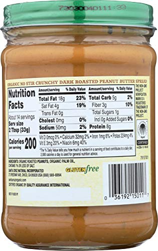 Santa Cruz Organic peanut butter dark roast 16oz texture close-up showing creaminess