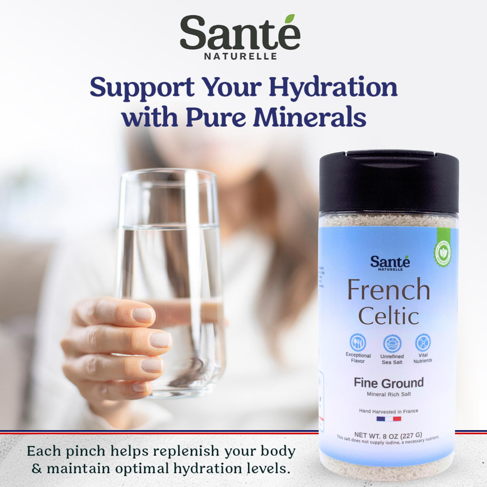 Sante Naturelle 8 oz sea salt shaker ready for home kitchens.