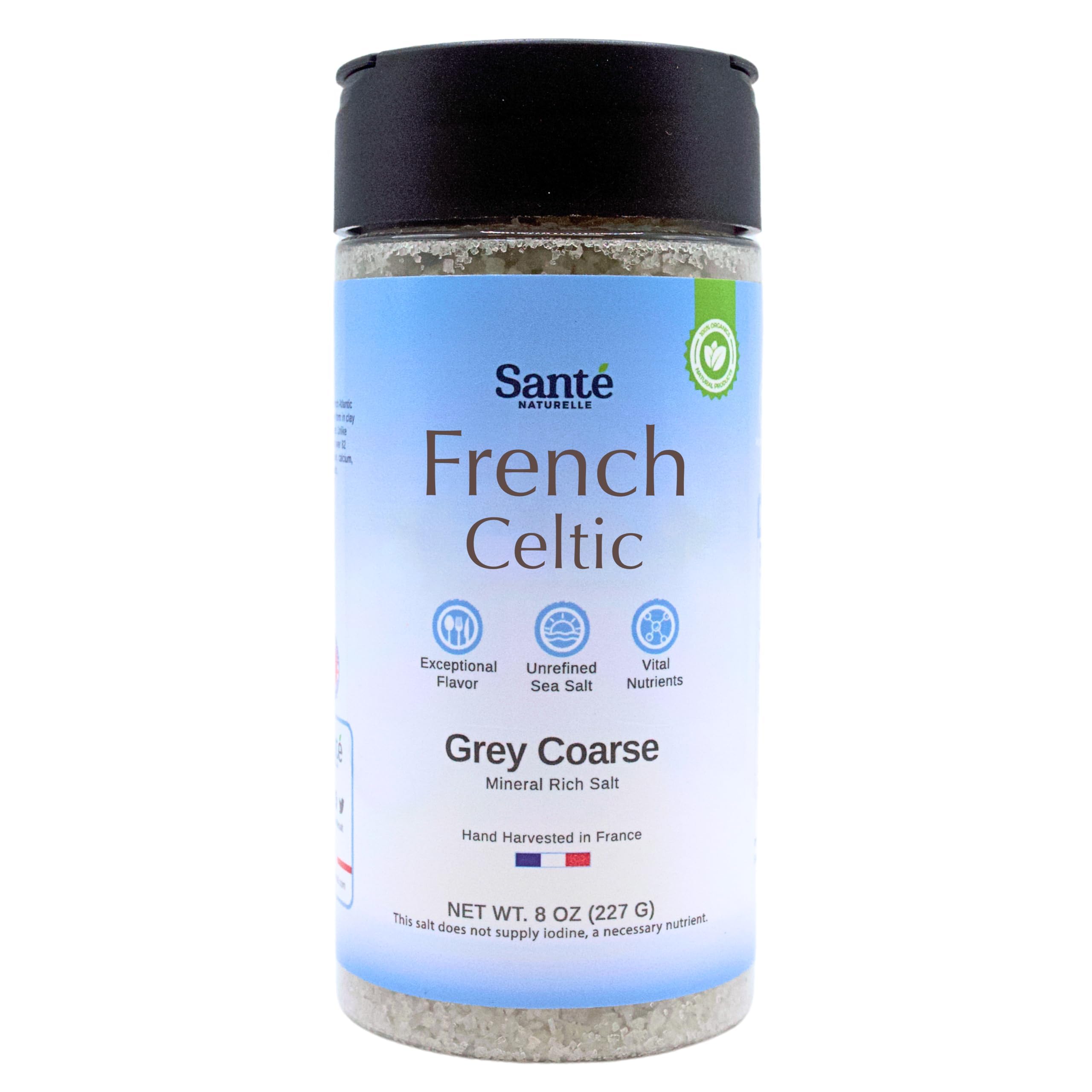 Sante Naturelle Celtic Salt bottle close-up for everyday seasoning