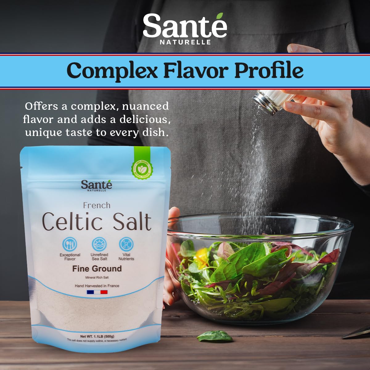 Sante Naturelle Celtic Salt eco packaging emphasizes natural origin and sustainability