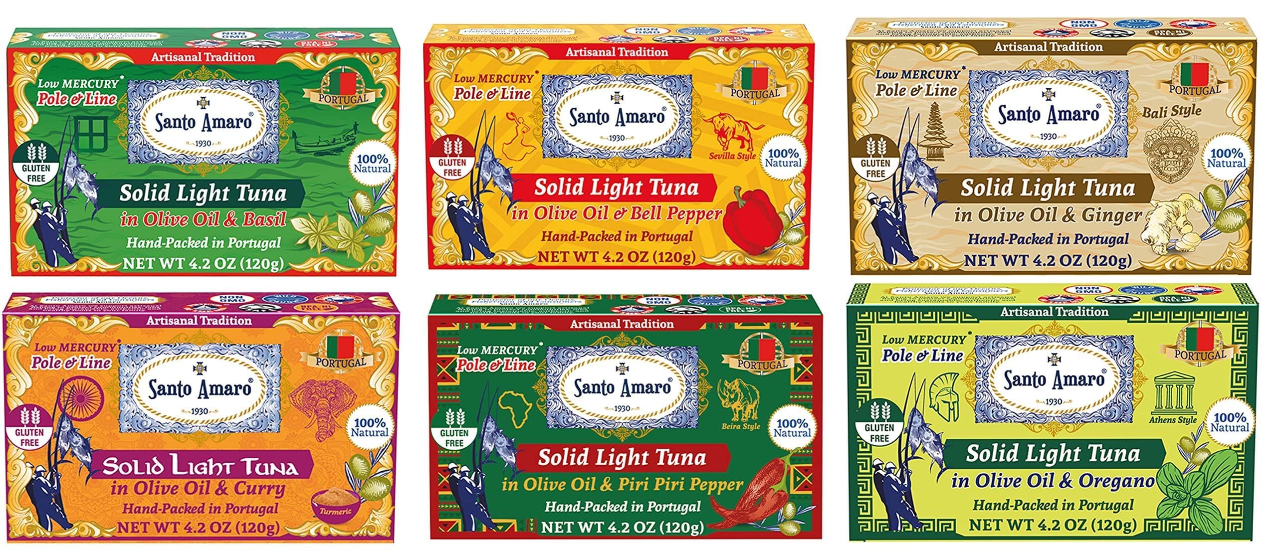 Santo Amaro Discoverer 6-Flavor pack of tuna in olive oil for quick meals