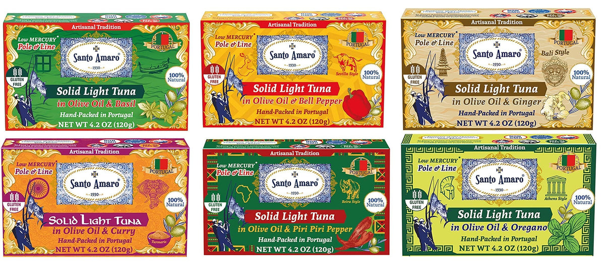 Santo Amaro Discoverer 6-Flavor pack of tuna in olive oil for quick meals