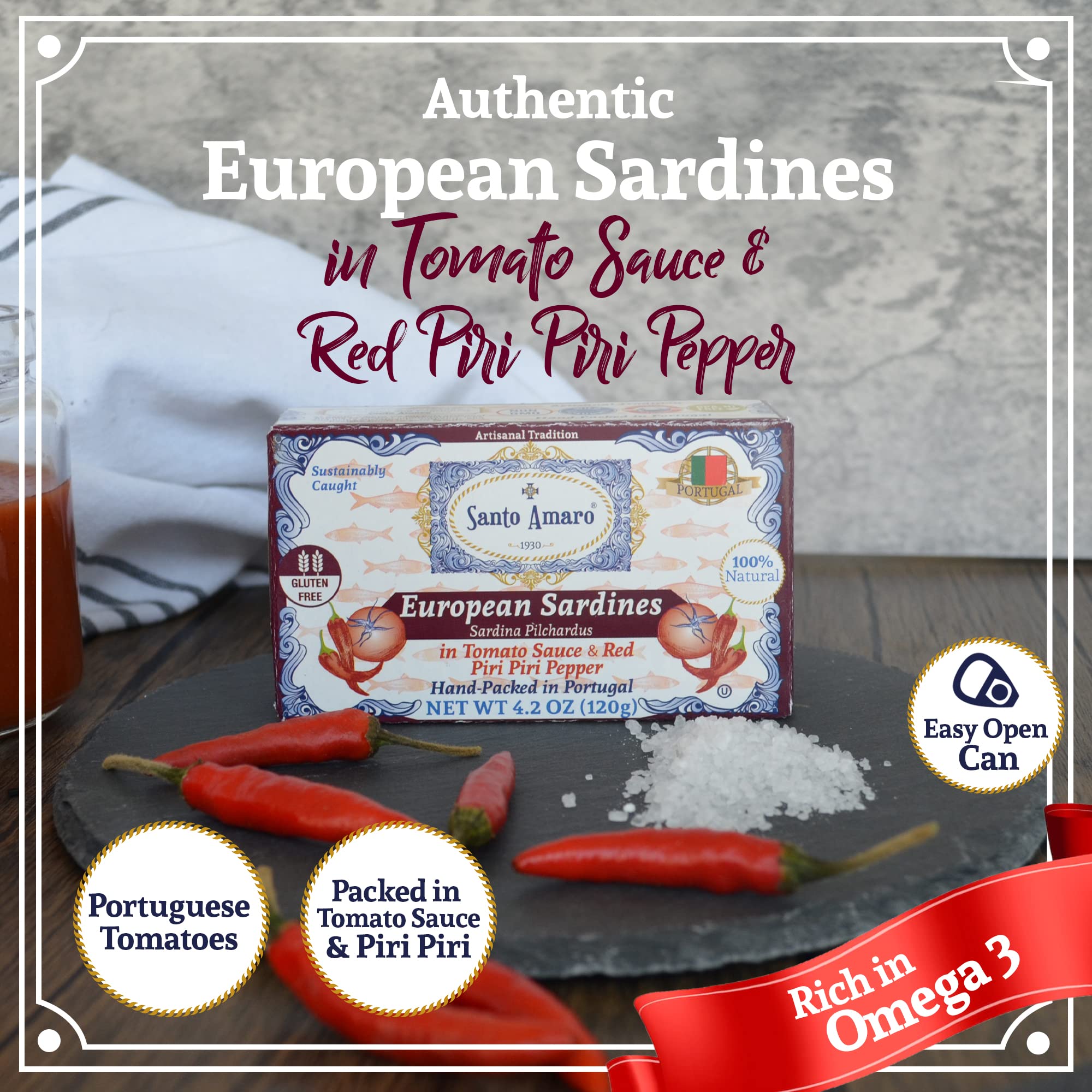 Santo Amaro hand-packed sardines from Portugal reflect artisanal craft.