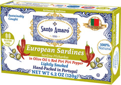 Santo Amaro sardines in olive oil close-up, premium quality for quick meals.