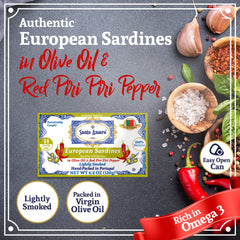 Santo Amaro sardines plated with greens, ideal for salads.