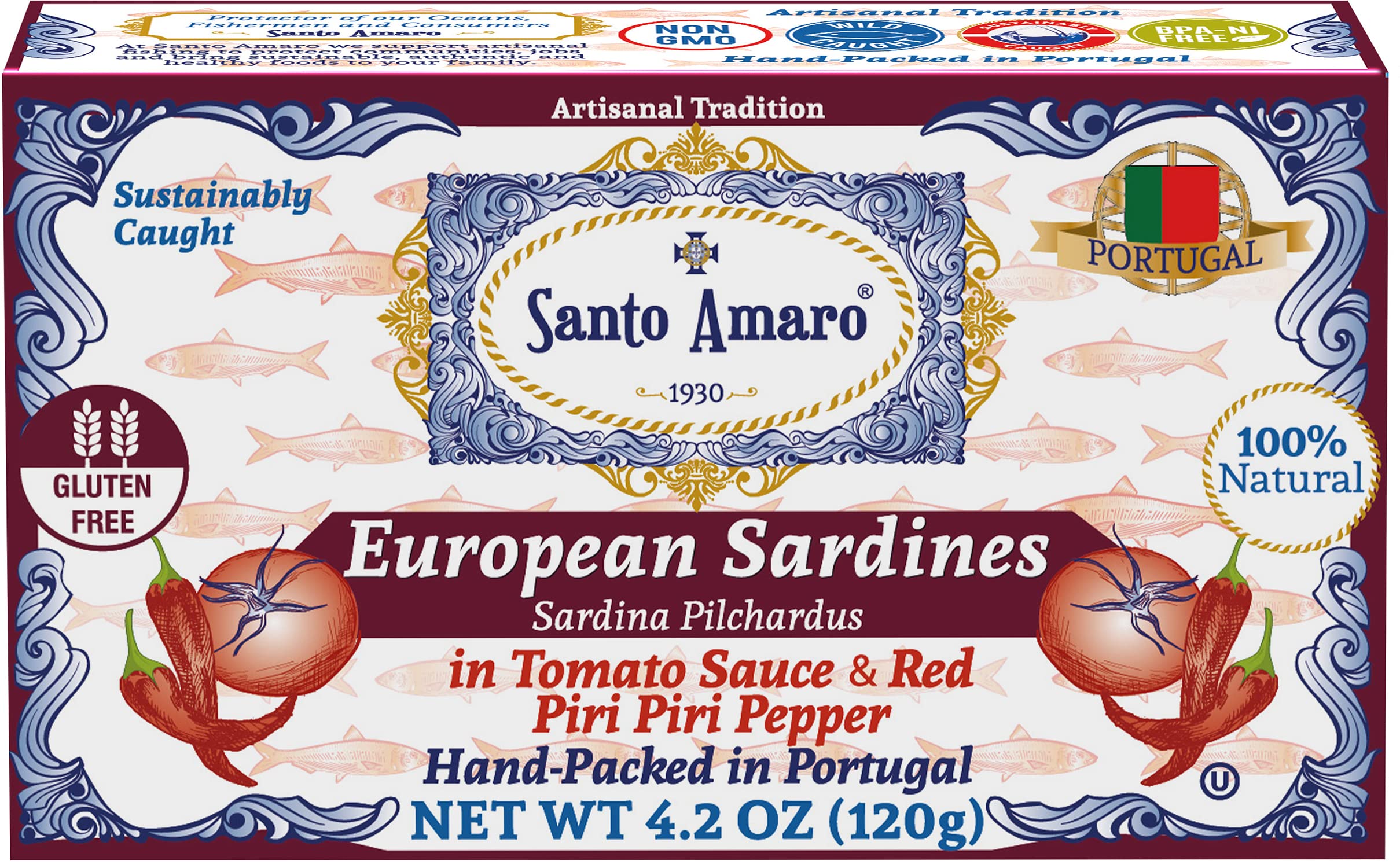 Santo Amaro sardines in tomato sauce can, rich flavor and versatile pantry staple.