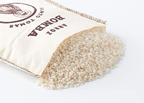 Santo Tomas Bomba Rice burlap-sak presentation conveys rustic authenticity and easy storage.