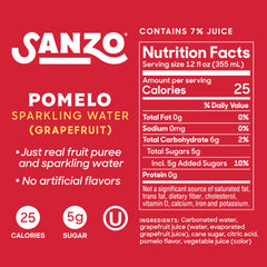 Sanzo Pomelo Grapefruit seltzer poured into glass for a light break.